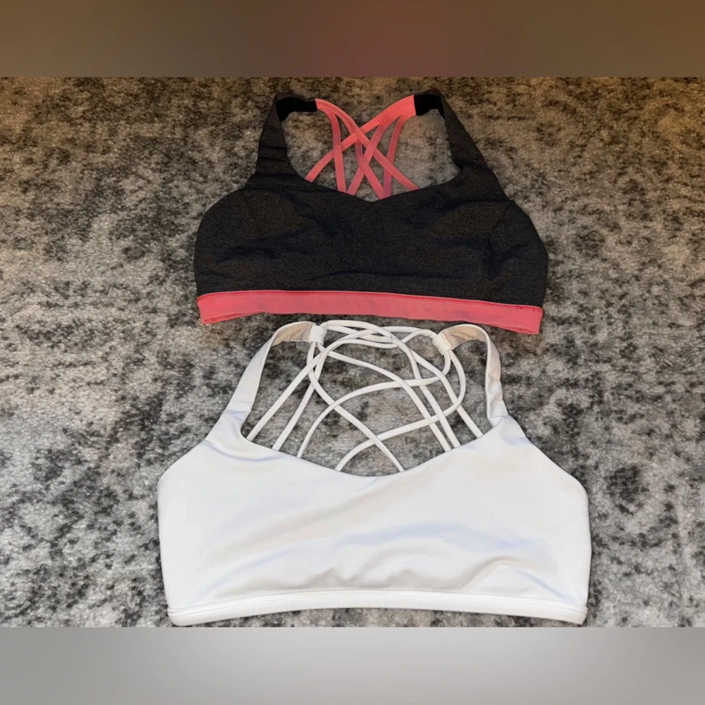 Lululemon Bundle of 2 Free to be Serene bras White and Grey and pink Size:  8 - Picture 2 of 7